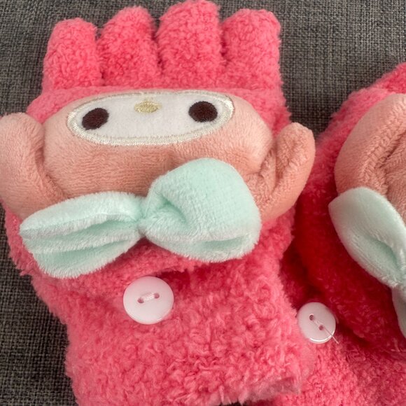 New! Kids Girls Cute My‎ Melody Mittens Soft Delicate Material Fingerless gloves - Picture 5 of 7